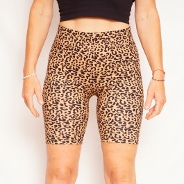 women's legs in leopard print sports shorts
